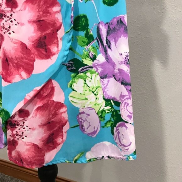 PUNK OWL blue floral mini dress with straps size L - Picture 4 of 12